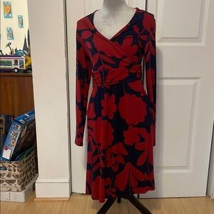Boden Floral Red and Blue Wrap Dress